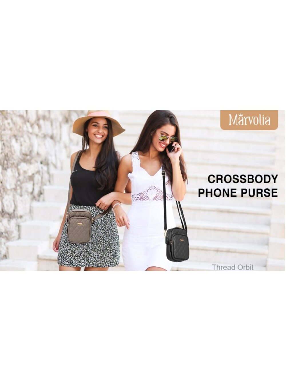 Small Vegan Leather Crossbody Phone Bag Quilted Wallet Card Slots - Picture 6 of 6
